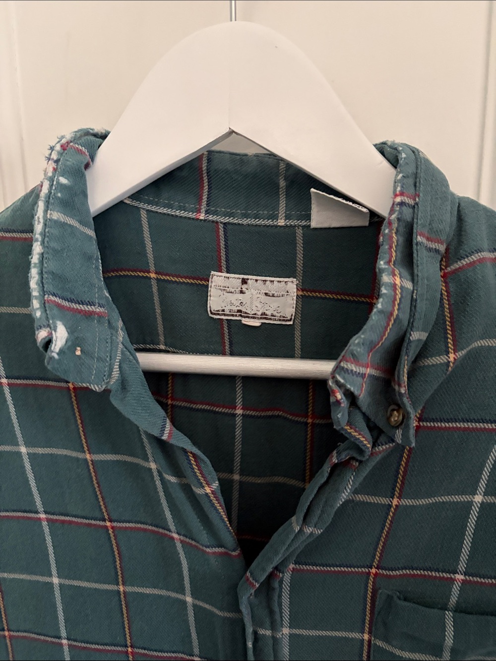 Vintage Teal Plaid Cotton Flannel (Size M) - Picture 2 of 8
